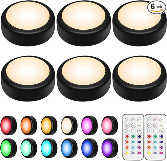 BLS LED Puck Lights with Remote Control, Wireless Under Cabinet & Closet by BLS