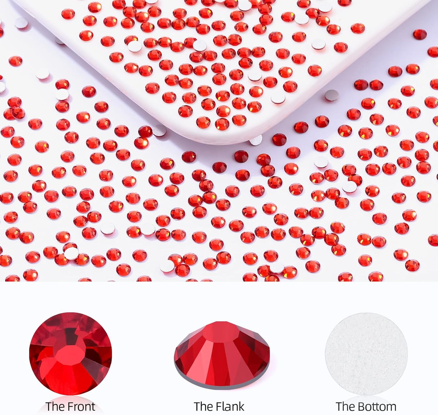 Light Siam Flatback Rhinestones, Glass Rhinestones for Nail Art and Craft, Glue Fix, Loose Crystal Gemstones(Red, SS6, 1440pcs, 1.9-2.0mm)