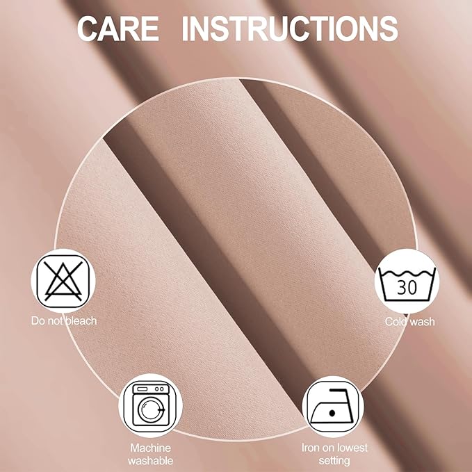 LEMOMO Blackout Curtains 66 x 84 inch/Blush Curtains Set of 2 Panels/Thermal - Image 4