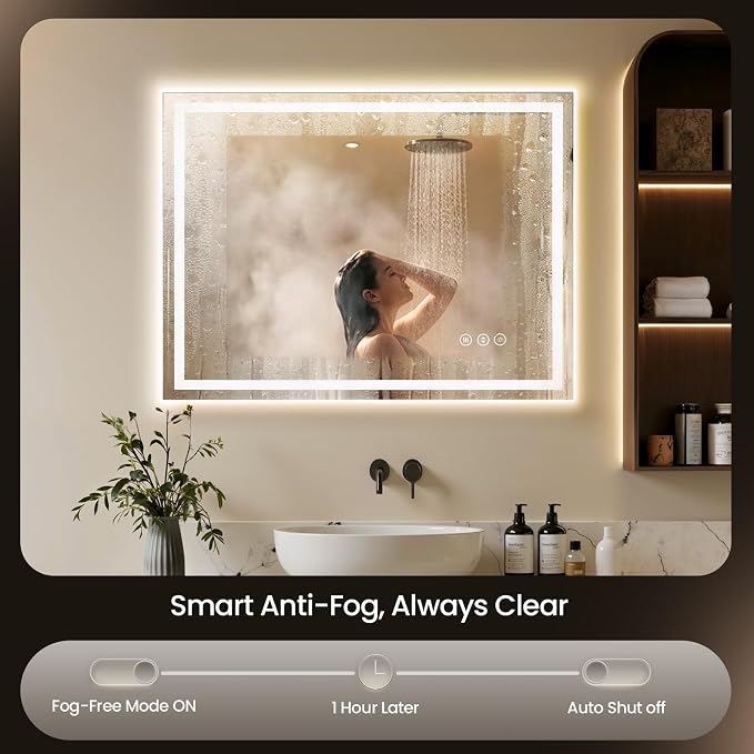 72X36 LED Bathroom Mirror with Lights, Backlit + Front Lit, Lighted Bathroom - Image 2