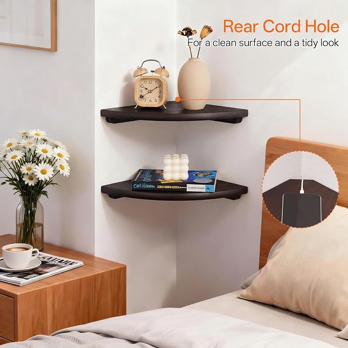 Gieanoo Corner Wall Shelf, 10inch Solid Oak Wood Floating Corner Shelf - Image 5