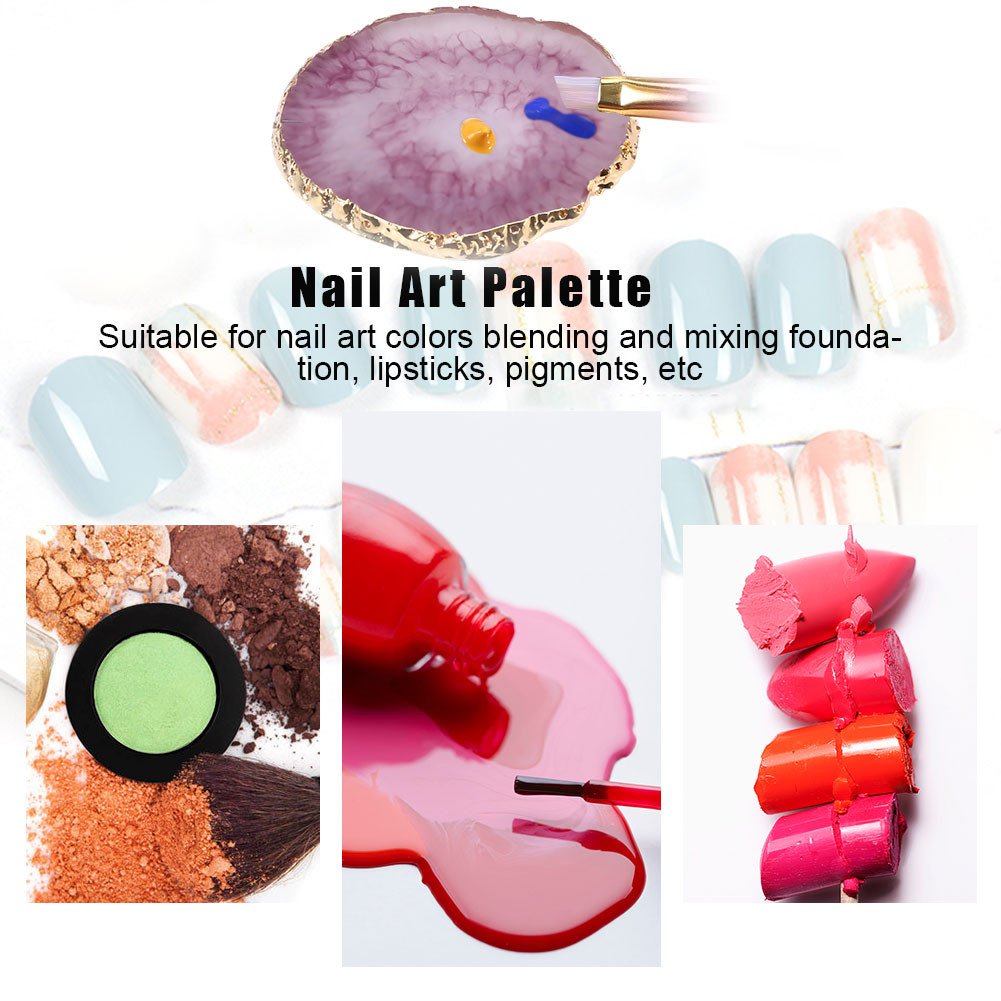 Nail Art Palette, Natural Resin Stone Nail Art Palette for Painting Placing Things Making Nail(Rose red)
