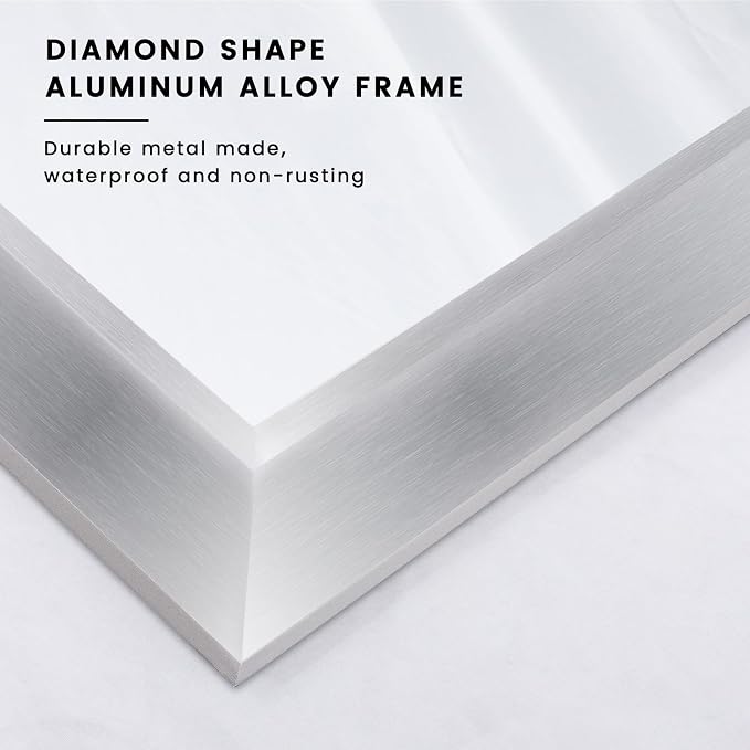 Amorho Bathroom Mirror, 48x40 Inch Silver Thick Metal Framed Wall Mirrors - Image 7