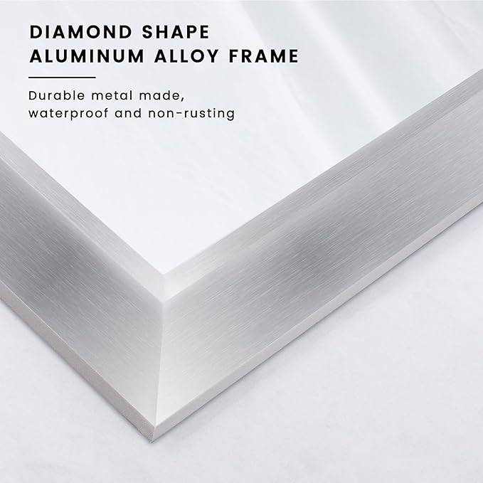 Amorho Bathroom Mirror, 44x36 Inch Silver Thick Metal Framed Wall Mirrors - Image 7
