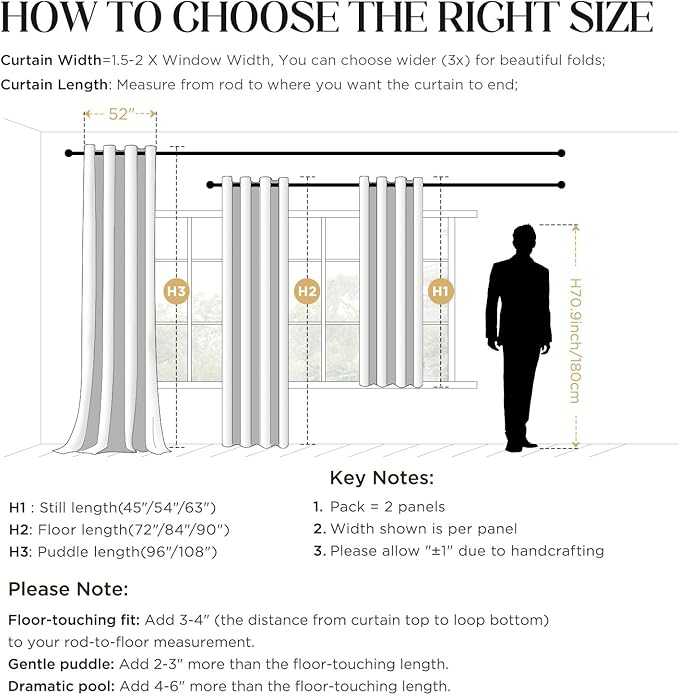 CUCRAF Dark Grey Blackout Curtains 96 inch Length 2 Panels Set, Rod Pocket Room - Image 9