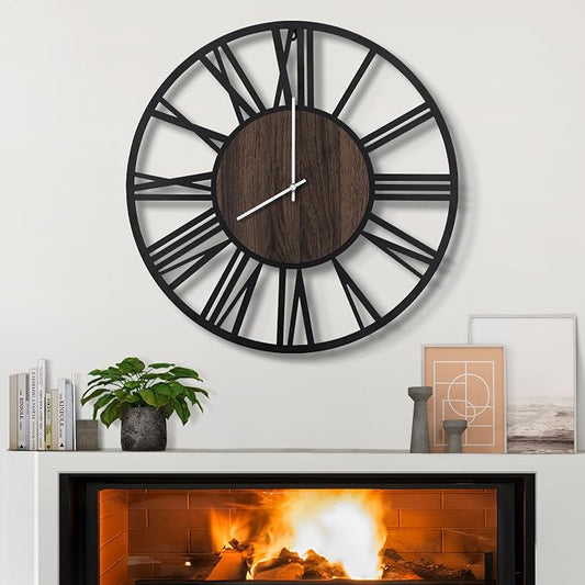 LEIKE Large Wall Clocks, Non Ticking, Battery Operated Rustic Round Modern Big by LEIKEWALLCLOCK