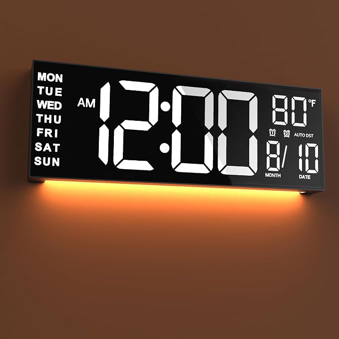 JALL 16" Large Digital Wall Mount Clock, Count Down Timer, Big LED, Temperature by JALL