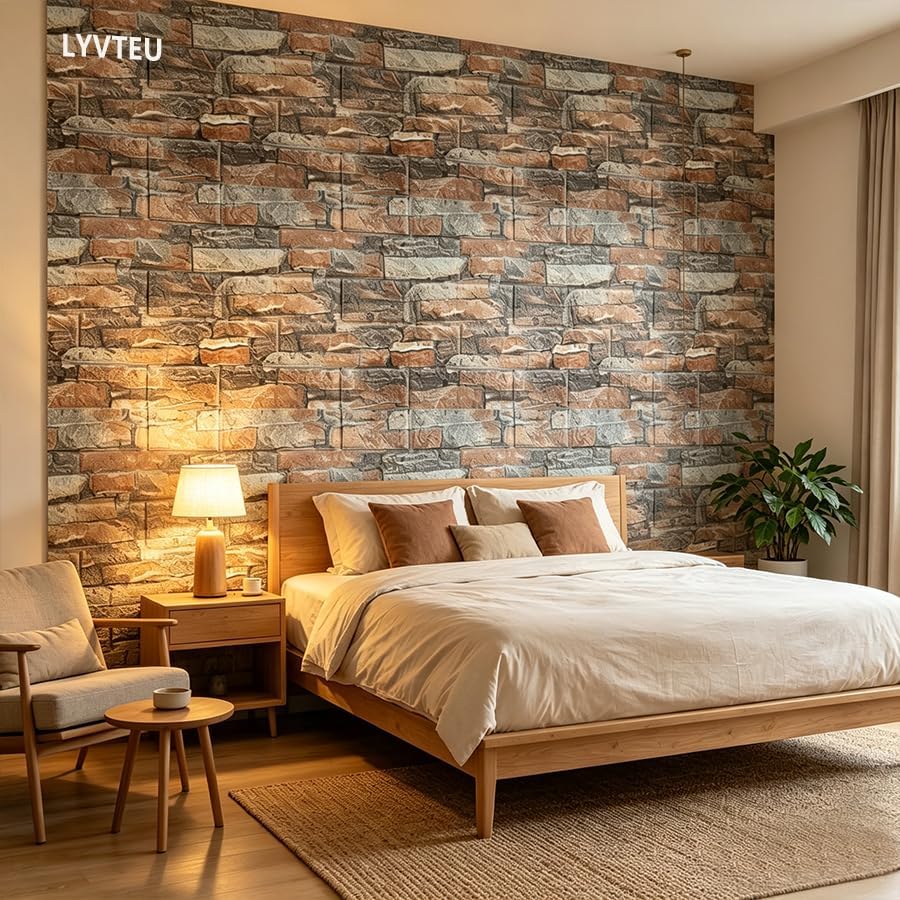 10PCS 3D Wall Panels, 3D Brick Foam Peel & Stick, Vintage red - Image 5