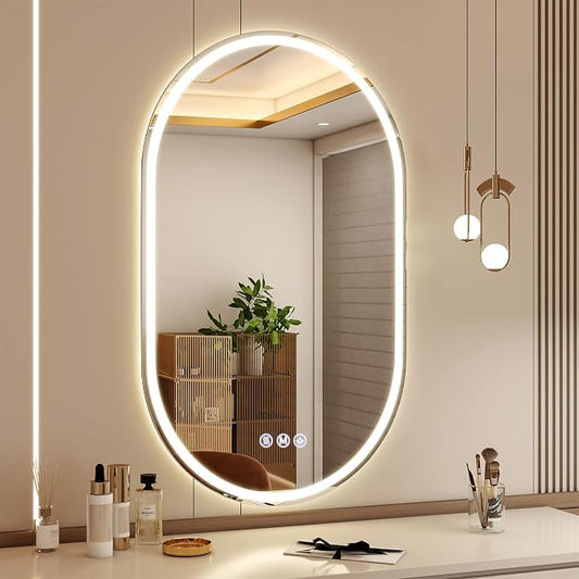 BEAUTYPEAK 48x28 LED Oval Bathroom Mirror by BEAUTYPEAK