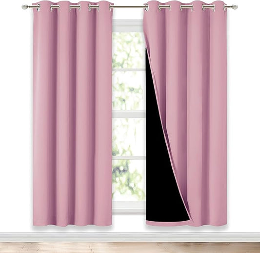 NICETOWN Crystal Pink Full Shade Curtain Panels, Pair of Energy Smart & Noise by NICETOWN