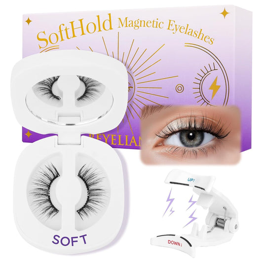 BEYELIAN Magnetic Eyelashes, Soft Natural Look Magnetic Lashes Kit, Magnets False Eyelashes with Applicator Reusable No Glue Needed Eyelashes Easy to Wear and Remove (1 Pair,SME013)