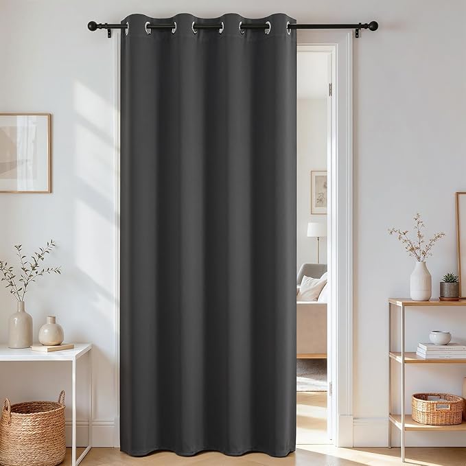 Joydeco Blackout Door Curtain for Doorway Privacy 90 Inches Long, Grommet by JOYDECO
