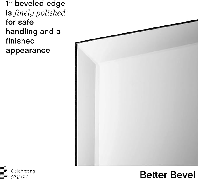 Better Bevel Frameless Rectangle Mirror, 22.5" x 34.5" Bathroom Wall Mirror - Image 4