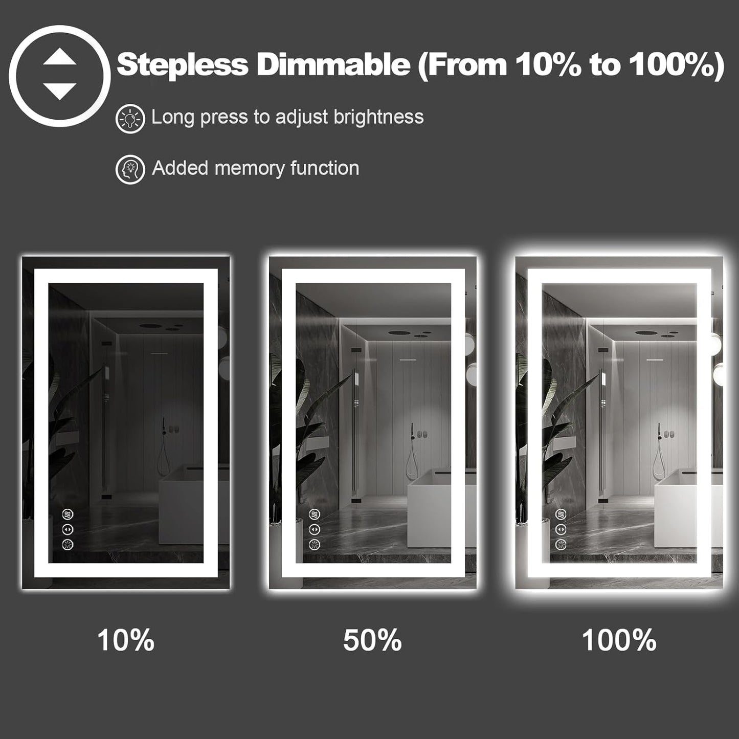 Amorho LED Bathroom Mirror 48'' X30'' with Front and Backlit, Stepless Dimmable Wall Mirrors with Anti-Fog, Shatter-Proof, Memory, 3 Colors, Double LED Vanity Mirror (Horizontal/Vertical)