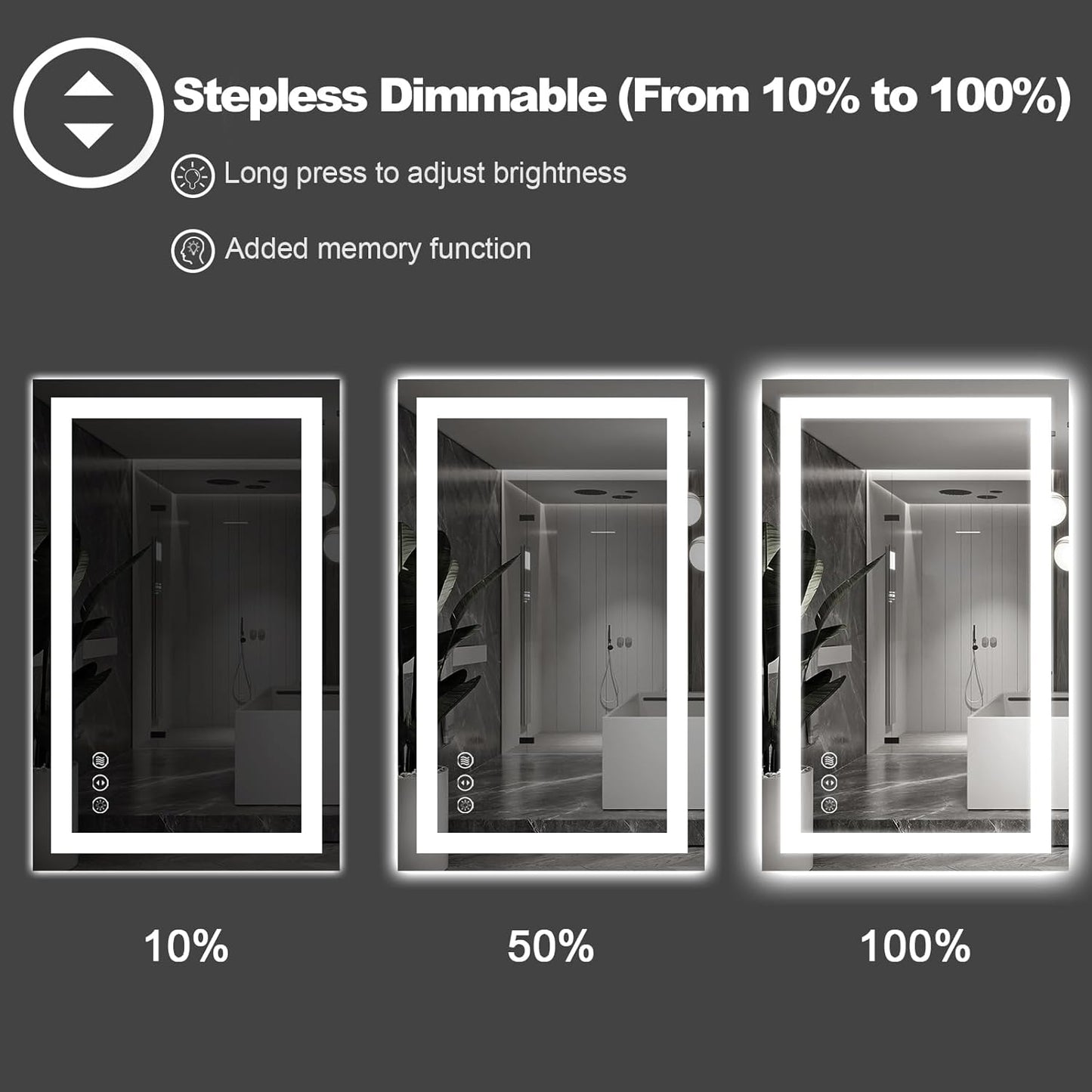 Amorho LED Mirror for Bathroom 28"x 32" with Front Light and Backlit, Stepless Dimmable, Shatter-Proof, Memory, 3 Colors, Wall Mount (Horizontal/Vertical)