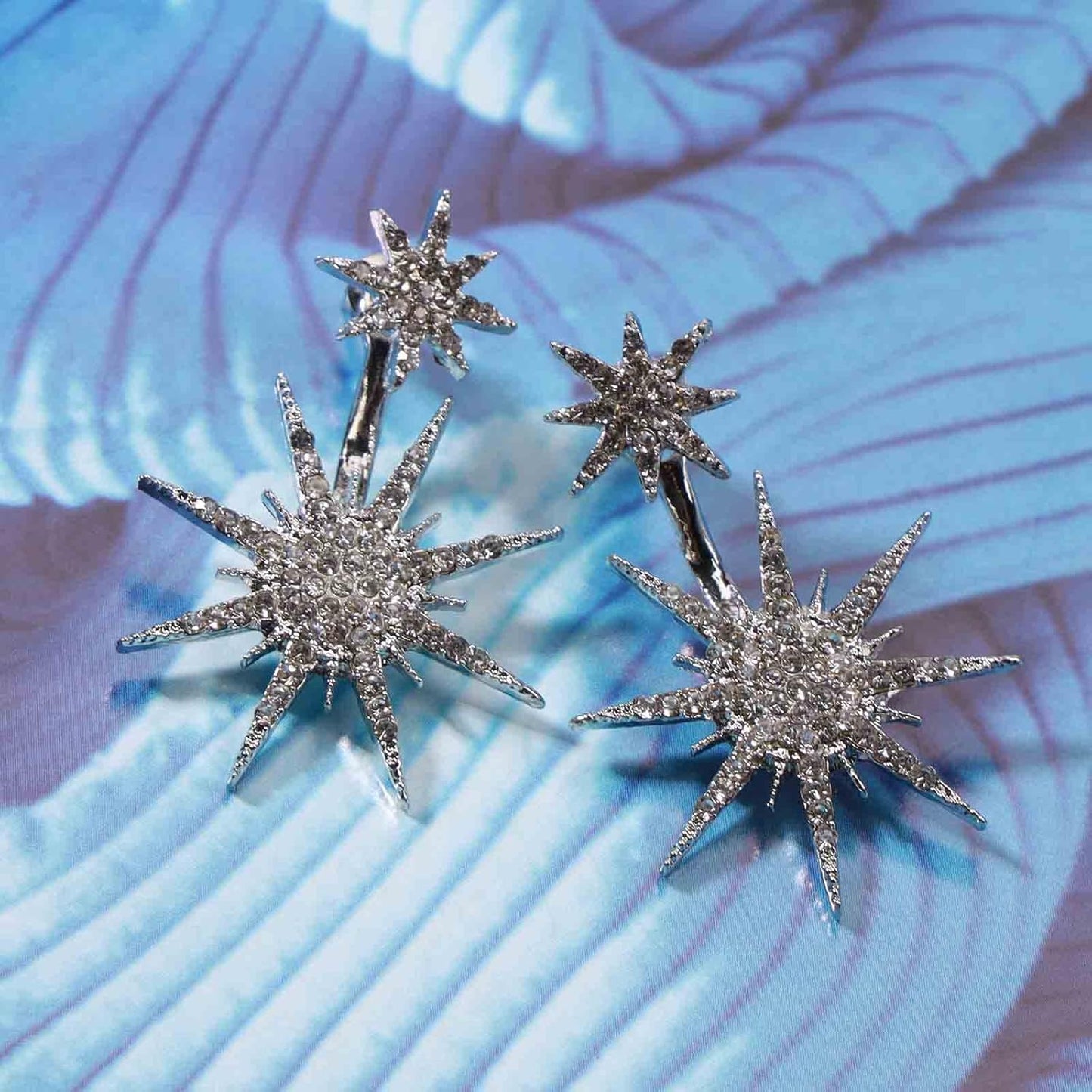 Starburst Jacket Earrings Gold Rhinestone Sun Earrings Front Back Studs Earrings Boho Celestial Earrings Jewelry for Women and Girls Gifts