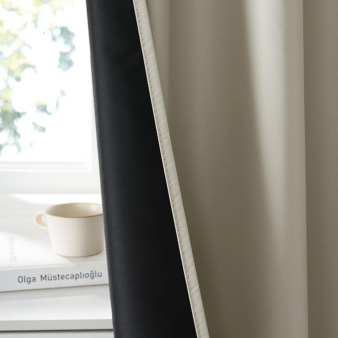 RYB HOME Bedroom Blackout Curtains 63 inches Long, 100% Blackout Thermal - Image 3