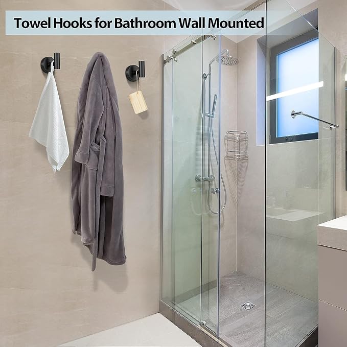 Kruodop Towel Hooks for Bathroom, 6 Packs Wall Mount Towel Holder, Stainless - Image 4