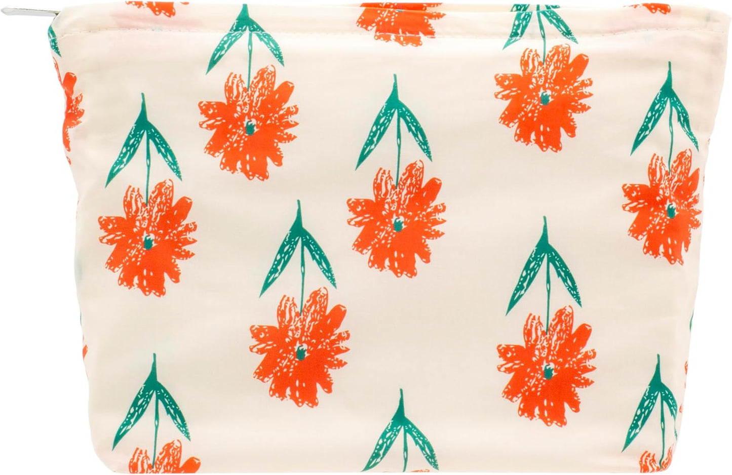 PAZIMIIK Floral Makeup Bag Large Cotton Zipper Pouch for Purse Travel Canvas Make Up Organizer for Women Cosmetic,Small Flower