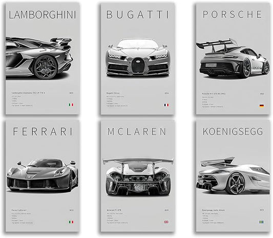 CSLGQGV Car Poster Vintage Racing Car Wall Art Supercar Canvas Prints Painting by Unknown