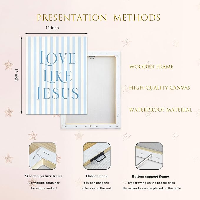 LARTSFRO Coquette Blue Bow Jesus Canvas Wall Art Decor Posters Prints, Light - Image 4