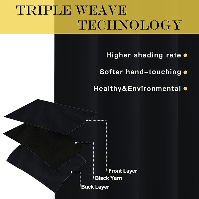 NICETOWN Black Blackout Curtain 108 inches Long - Image 5