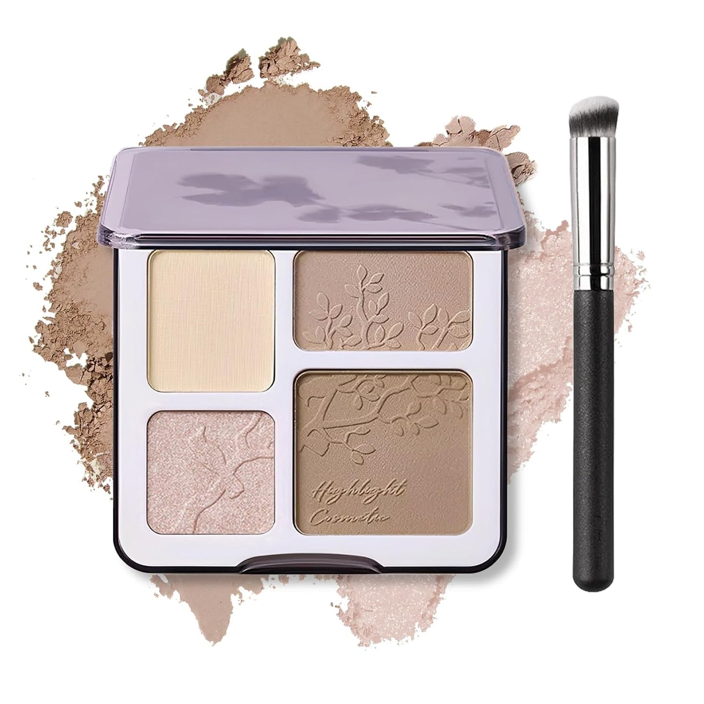 Contour Powder Highlighter Powder Contour Palette,2 In 1 Highlighter Contour Palette,Shimmer Powder Highlighter Matte Powder Contour Palette,Face Contorno Maquillaje-Warm Brown