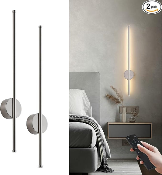 Battery Operated Modern Wall Sconces, Dimmable Wireless Wall Light Set of Two by KARTOOSH
