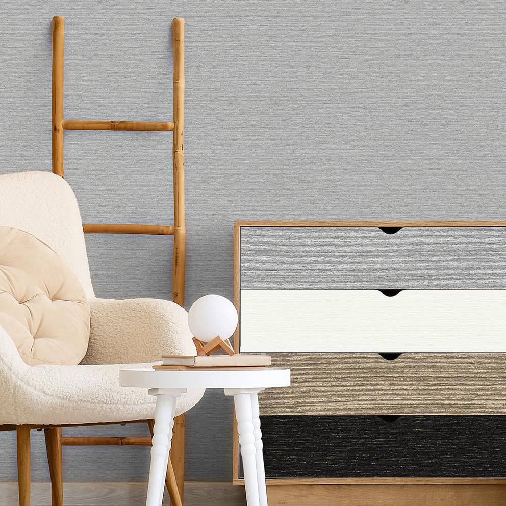 Grasscloth Peel & Stick Real Woven Striped Textured Wallpaper - Image 6