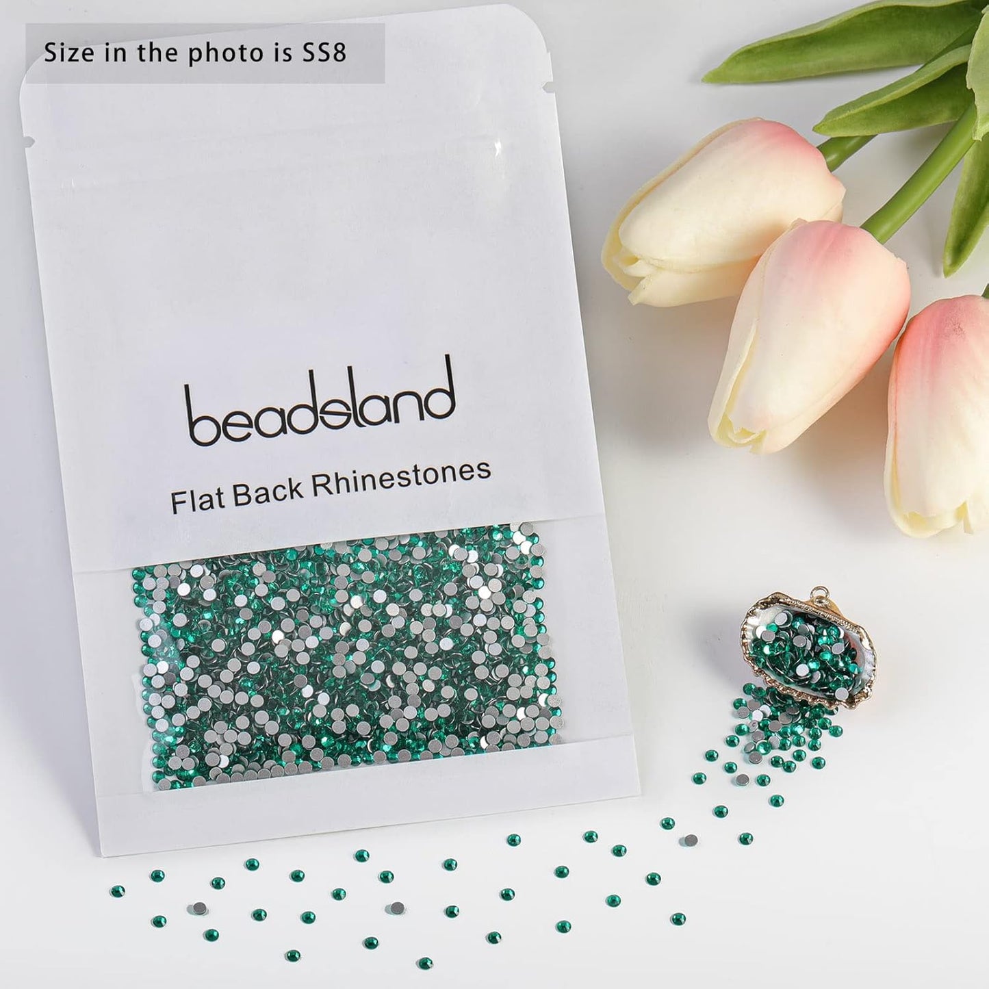 beadsland Flat Back Crystal Rhinestones Round Gems, Blue Zircon (2.3-2.5mm) SS8/1440pcs