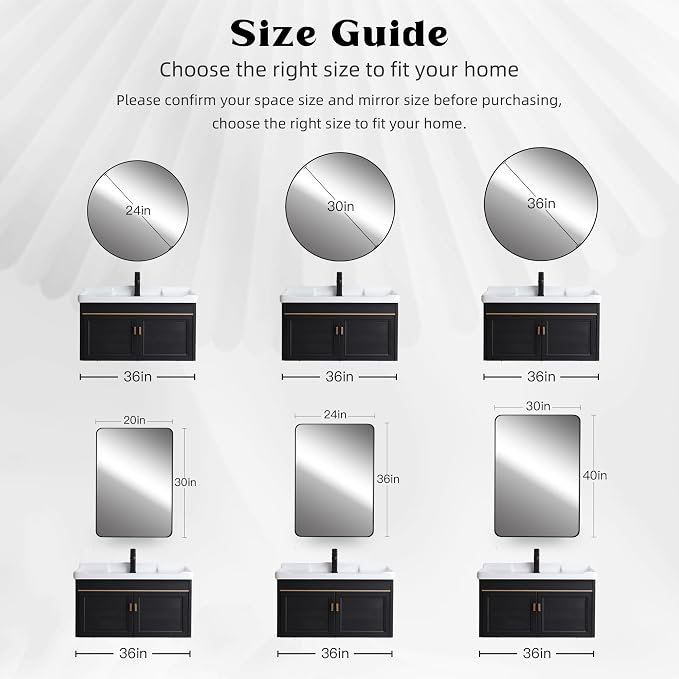 CULER Round White Bathroom 30 Inch Mirror, Circle Wall Modern Mirror - Image 6