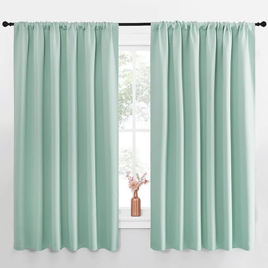 NICETOWN Blackout Curtains for Bedroom, Aqua Blue, 1 Pair, 62 by 63-inch by NICETOWN