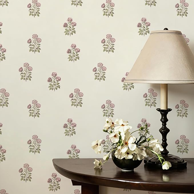 Vintage Floral Peel and Stick Wallpaper Retro Rose Flower Contact Paper - Image 4