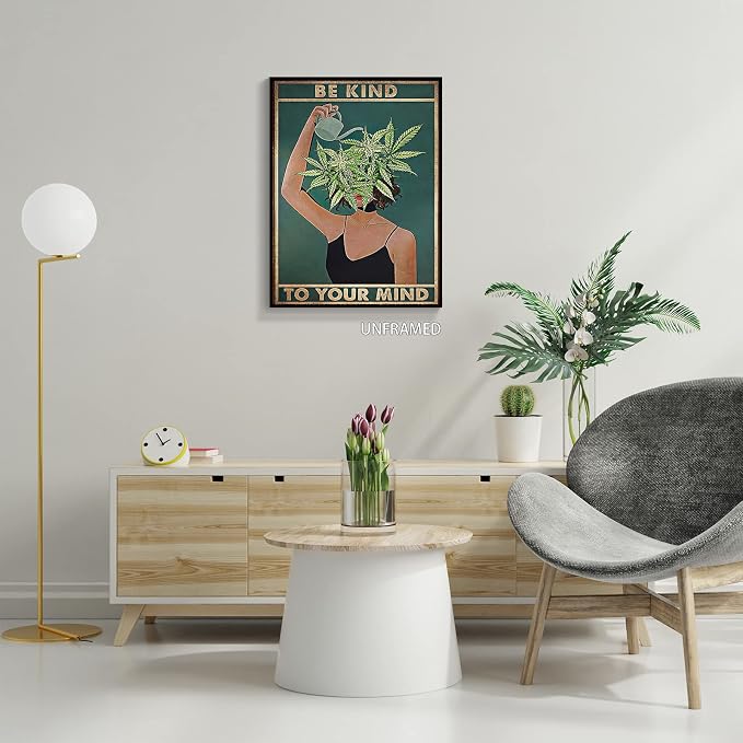 YuzhongART Vintage Be Kind To Your Mind Poster Mental Health Quote Canvas Wall - Image 2