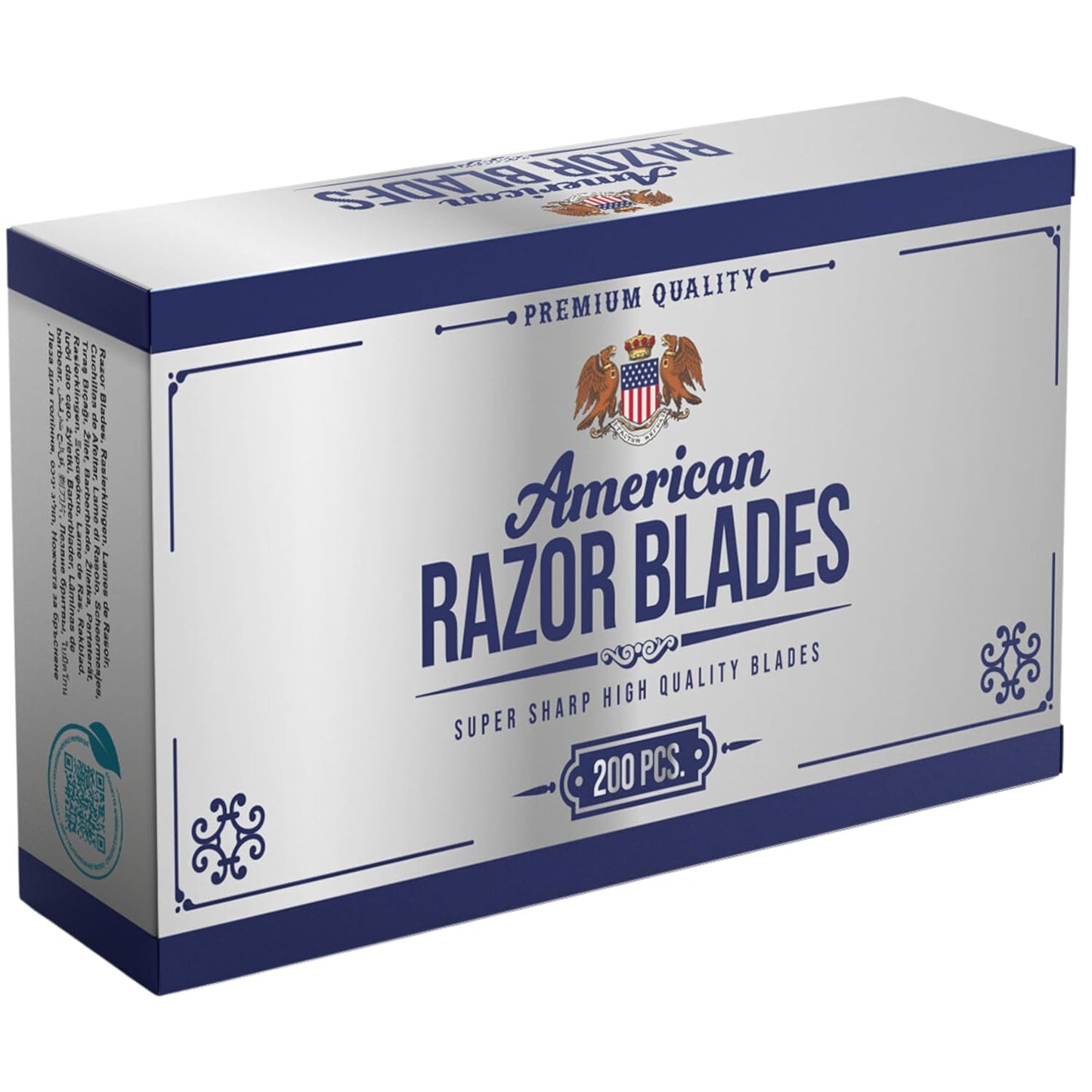 American Razor Blades by The Shave Factory - Super Sharp Double Edge Razor Blades, Japanese Steel, New Value Pack (200)