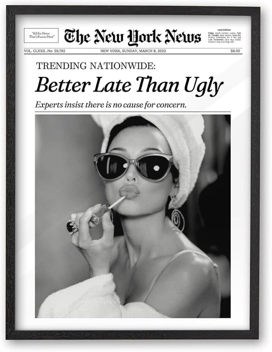 iHery Premium Natural Black OAK Wood 12x16in Audrey Hepburn Trendy Framed Wall by iHery