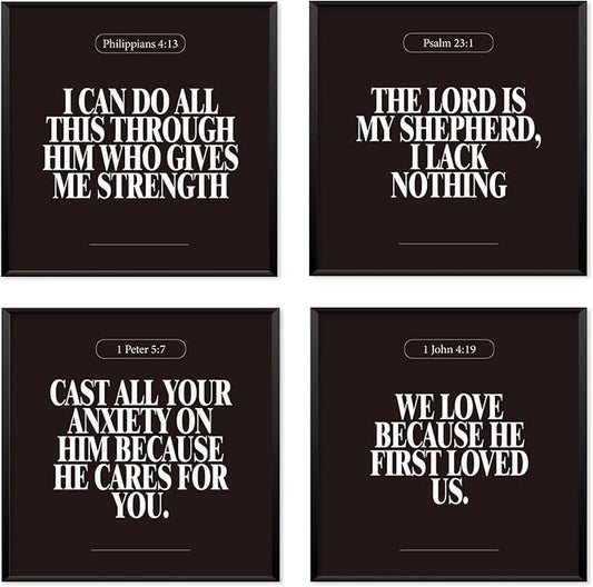 Locomiss Black Christian Wall Art Decor Posters, Minimalist Jesus Scripture by Unknown