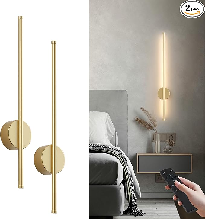 Battery Operated Modern Wall Sconces, Dimmable Wireless Wall Light Set of Two by KARTOOSH