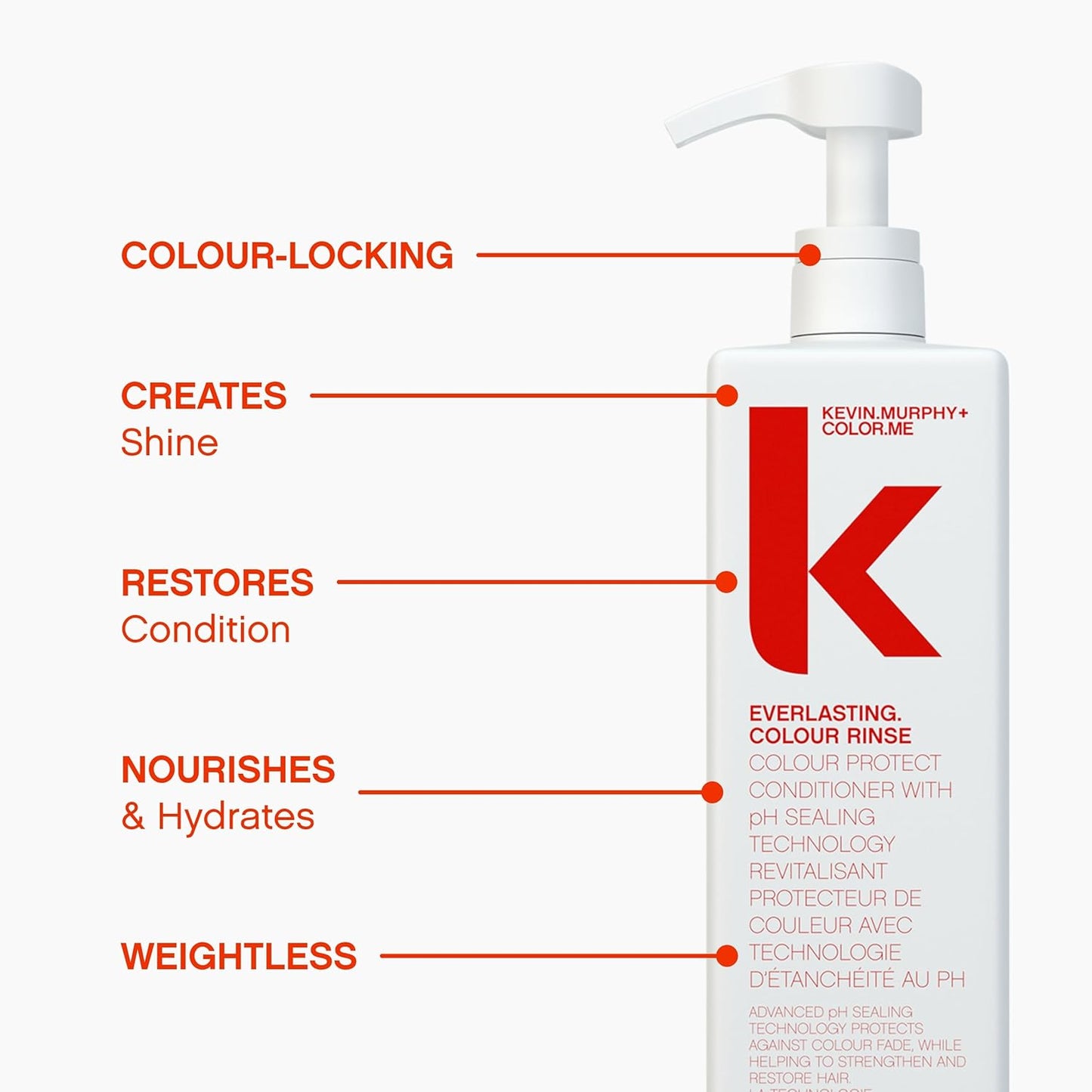 KEVIN.MURPHY EVERLASTING.COLOUR RINSE - Hair Colour Conditioner - Colour Protect Hair Care - pH Balanced Conditioner - Sulphate Free - 1 L / 33.8 fl oz