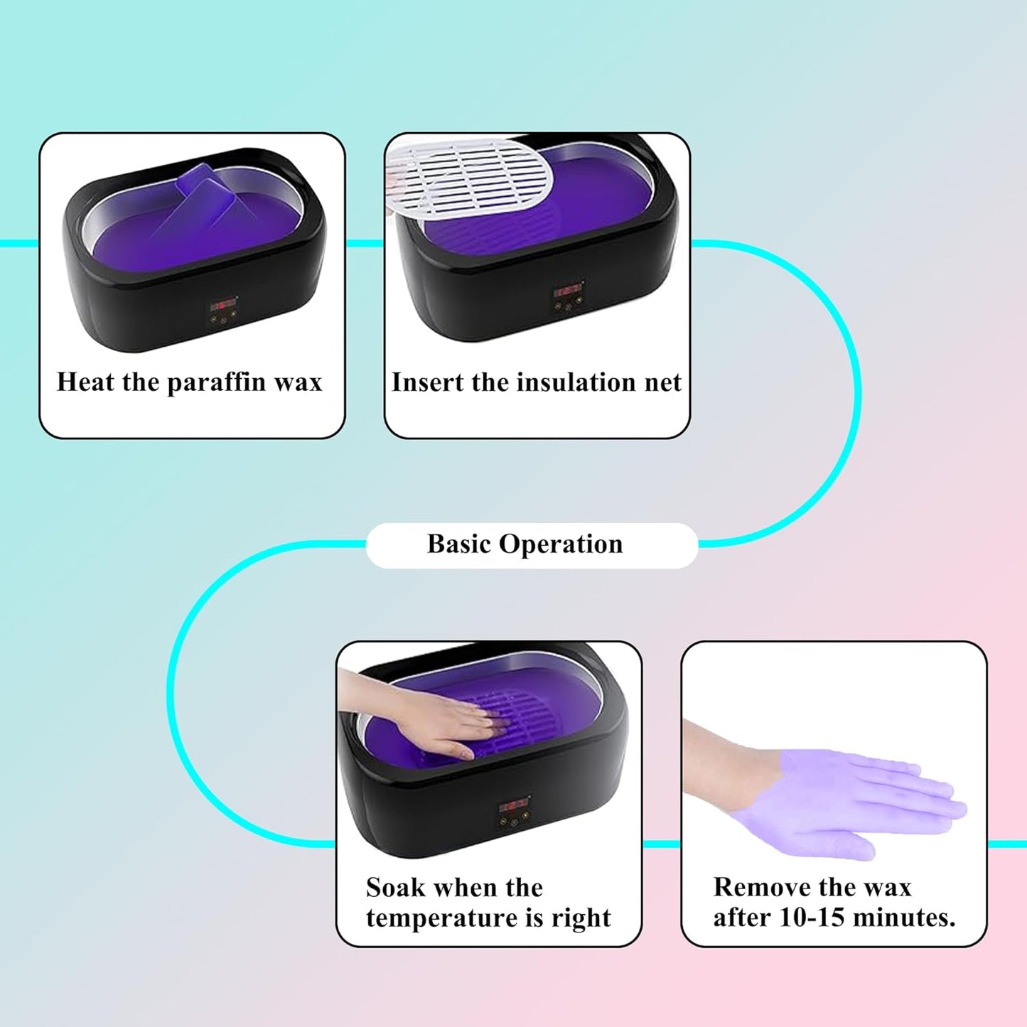 Paraffin Wax warmer for Hand and Feet, Includes 4000ml Wax warmer Machine and 6 packs of Lavender scented Paraffin Wax, Enjoy take care of your hands and feet (white)