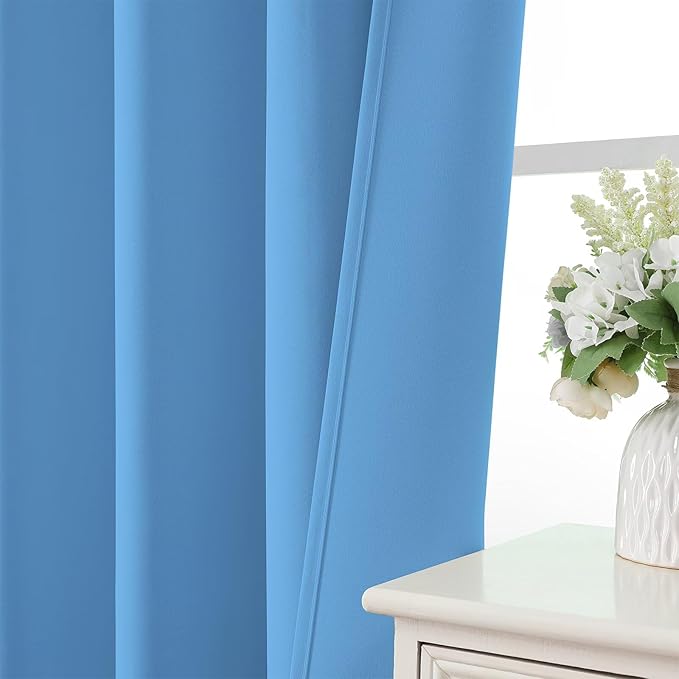 CUCRAF Light Blue Blackout Curtains 108 inch Length 2 Panels Set, Rod Pocket - Image 6