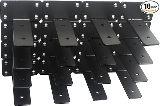 16 Pack - 4 inch Black Hidden L Shelf Bracket Iron Floating Shelf Brackets by MHMYDZ