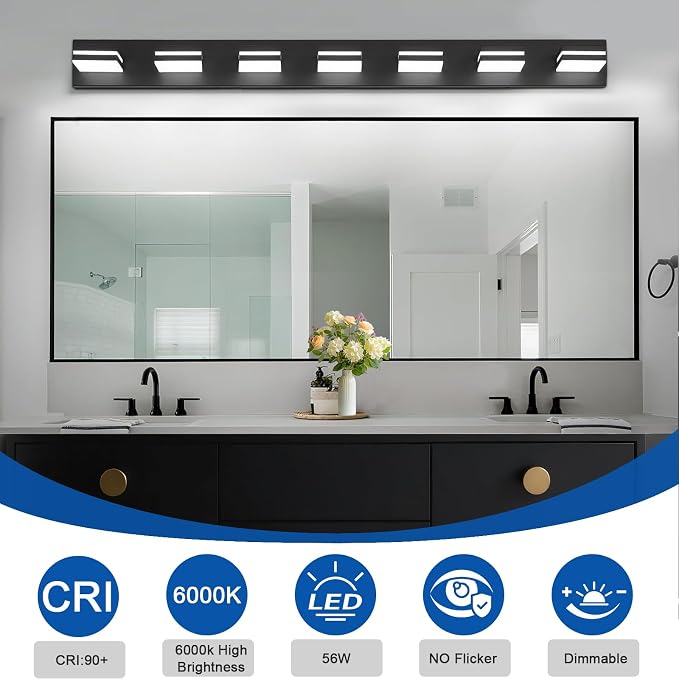 IZORRO LED Modern Bathroom Lights Fixtures, Matte Black Acrylic Wall Lighting - Image 4