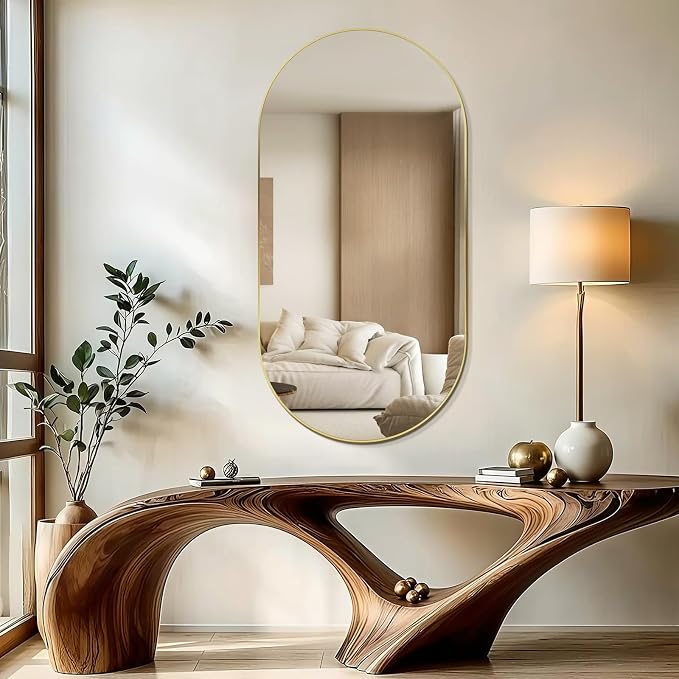 Oval Full Length Mirror, Ultra-Clear Explosion-Proof Dressing Mirror, Simple & by TheiaMo