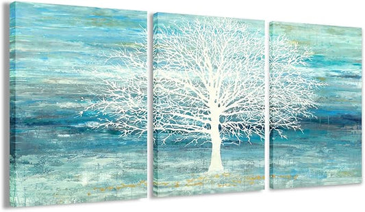 Yihui Arts Teal and Blue Canvas Wall Art by YihuiArts