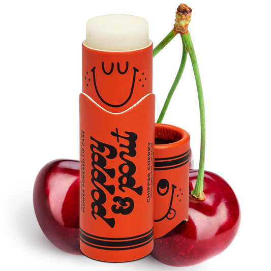 Poppy & Pout Kids Jumbo Lip Balm | All Natural Lip Balms & Moisturizers | Hydrates with Beeswax, Vitamin E, Organic Coconut Oil | Cruelty-Free | Lip Balm in Recyclable Cardboard Tube (Chipper Cherry)