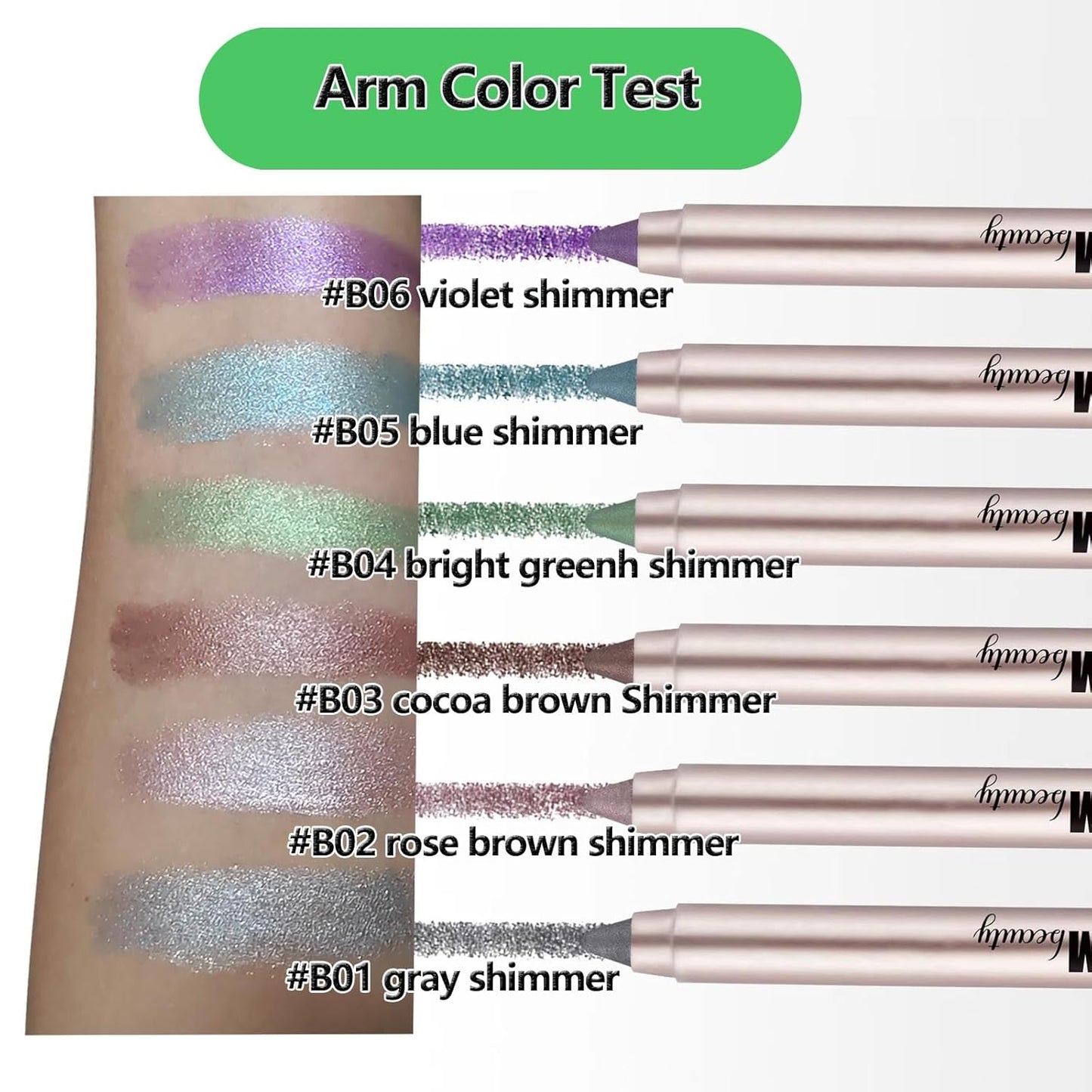 Rose Brown Eyeshadow Stick, Blendable Creamy eyeshadow Eye Brightener Stick, Waterproof Eyeshadow Pencil Long Lasting Crayon, Smooth Eye Shadow Highlighter Eye Liner Makeup.#B02 rose brown shimmer