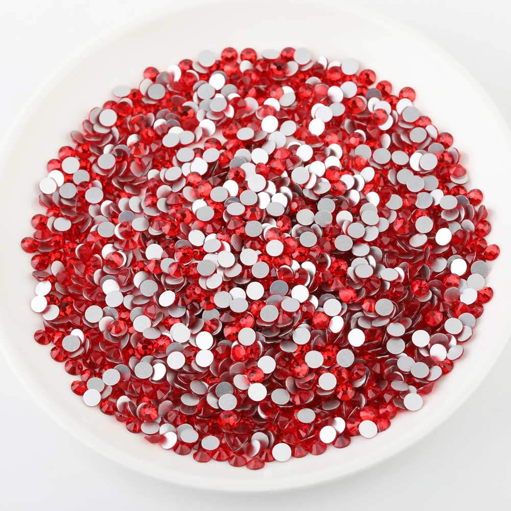 beadsland Flat Back Crystal Rhinestones Round Gems, Light Siam (4.6-4.8mm) SS20/1440pcs