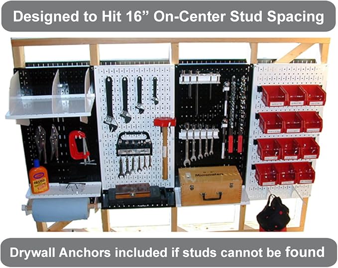 Wall Control Pegboard 32in x 16in Gray Metal Pegboard Tool Board Panel - Image 9