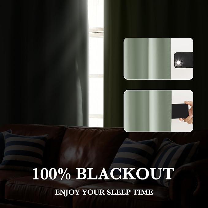 RYB HOME Bedroom Blackout Curtains 63 inches Long, 100% Blackout Thermal - Image 4